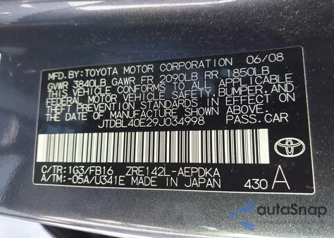 2009 Toyota Corolla Le z USA, uszkodzony, nr VIN JTDBL40E29J034998